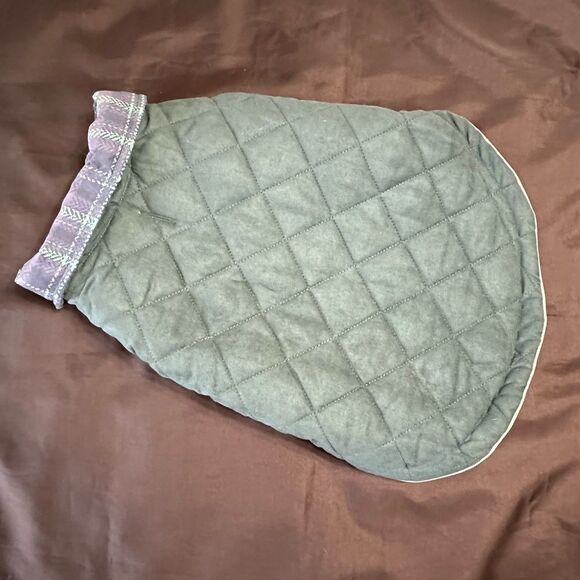Fresco Green and Blue Plaid Reversible Quilted Dog Jacket size Medium . - Picture 2 of 9